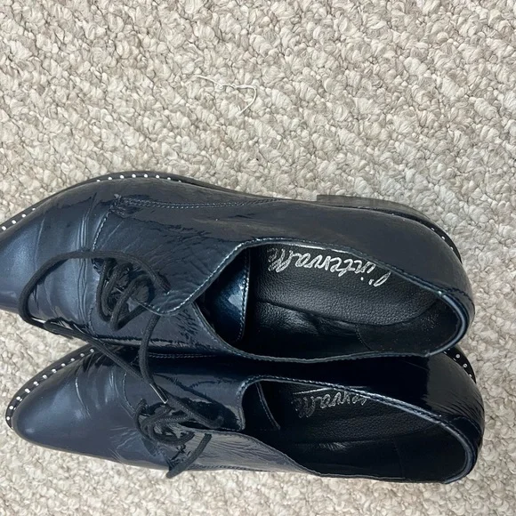 l’intervalle oxfords lace up blue black silver studded size 40 pointed toe - Picture 7 of 13